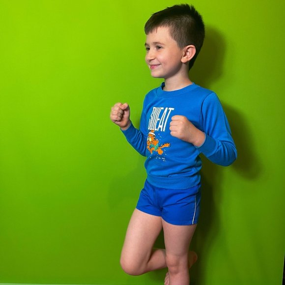 Vintage 1980s Garfield Blue Pullover Crewneck Sweat Shirt 8-10 Years - Picture 8 of 8